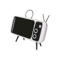 3In1 Retro TV Design Mini Bluetooth Speaker Mobile Phone Stand Holder USB Charging (Gray)