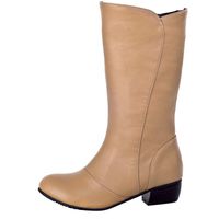 VonVonCo Boots for Women with Heel Round Toe Shoes Waterproof Soft Surface Anti Skid Low Heeled Boots Beige