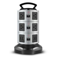 TNP Power Strip with USB Surge Protector - 10 AC Outlet + 4 USB Port Charger Charging Station Power Supply Adapter Multi Socket Plug Powerstrips Bar Stand Tower, Individual Switch, 6FT Extension Cord