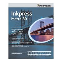 Inkpress Duo Matte 80 Inkjet Paper, 215 gsm Weight, 12 mil Thickness, 95% Brightness, Double Sided, 17x22", 50 Sheets