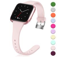 Hamile for Fitbit Versa/Versa 2/SE/Lite Bands, Slim Soft Silicone Wristbands Fitness Straps Replacement Belt for Fitbit Versa Lite Edition Fitness Smart Watch Band, Women Men, Small (Pink Sand)