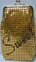 1 Eclipse Sweet Text Design Luxury Gold Mesh Sequin Cigarette Case Fit 100's Pocket Inside, Ball Clasp