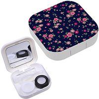 Portable Contact Lens Case Box Travel Kit Mirror + Bottle + Tweezers Container Holder [ Cute Small Flower Pink ]