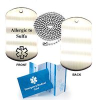 Allergic to Sulfa Stainless Steel Medical Alert ID Dog Tag Pendant