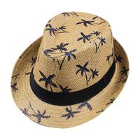 QIUUE 2020 Unisex Top Gangster Cap Beach Sun Straw Hat Band Sunhat Outdoor Cap (Khaki 1)