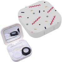 Portable Contact Lens Case Box Travel Kit Mirror + Bottle + Tweezers Container Holder [ Geometric Fashion ]