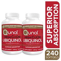 Qunol Mega Ubiquinol CoQ10 100mg, Superior Absorption, Patented Water and Fat Soluble Natural Supplement Form of Coenzyme Q10, Antioxidant for Heart Health, 240 Count Softgels