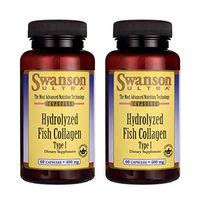 Swanson Hydrolyzed Fish Collagen Type I 400 Milligrams 60 Capsules (2 Pack)