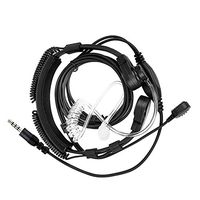 Semoic 3.5mm Adjustable Throat Mic Earphone Microphone Covert Acoustic Tube Earpiece Headset with Finger PTT for iPhone Android Mobile Phone