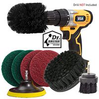 Holikme 8 Piece Drill Brush Attachment Set Scouring Pads Power Scrubber Brush Scrub Pads Cleaning Kit-All Purpose Cleaner For Bathroom Surfaces, Grout, Floor, Tub, Shower, Tile, Corners,Black