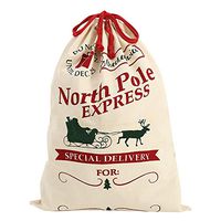 LITTLEGRASS Christmas Decorations Santa Sack Personalized for Kids Canvas Burlap Blank Bag Drawstring Special Delivery Extra Large Size 27.5"x19.5" (1pcs, K)