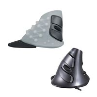 Happy Hours - Wired Ergonomic Vertical Optical USB Black Mouse With 6 Buttons/Upright 1600 DPI Mice Prevents Arm Wrist Pain for PC Laptop Desktop Notebook Mac (White Silicone Protection Cover)