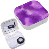 Portable Contact Lens Case Box Travel Kit Mirror + Bottle + Tweezers Container Holder [ Colorful Watercolor ]