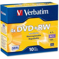 Verbatim DataLifePlus 94839 DVD Rewritable Media - DVD+RW - 4X - 4.70 GB - 10 Pack Slim Case - 2 Hour Maximum Recording Time