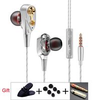 LtrottedJ7D HIFI In-Ear Earphone Dual Dynamaic Driver Super Bass Stereo Headset Headphone (silver)