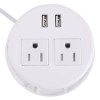 ETL Listed Desktop In-Desk Furniture Table Closet Recessed 2 Outlets Dual USB Charging Power Strip Grommet Receptacle (White)