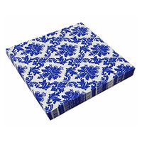 Meiosuns Napkins Floral Paper Napkins Tea Cups Paper Cocktail Napkins Decorative Napkin for Tea Party, Birthday (Blue and White Porcelain, 60 Count)