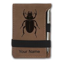 Mini Notepad, Beetle, Personalized Engraving Included (Dark Brown)