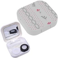Portable Contact Lens Case Box Travel Kit Mirror + Bottle + Tweezers Container Holder [ Flower Fashion ]