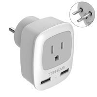 Israel Palestine Power Adapter Plug, TESSAN Type H 3-Prong Grounded Travel Plug Adaptor for US to Israeli with 2 USB Phone Charger & 1 American Outlet