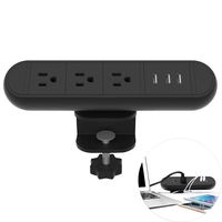 Desktop Edge Power Strip with Surge Protection, Desk Power Outlet Socket Connect 3 Plugs and USB Ports 6.5 ft Extension Cord for Home Office Reading