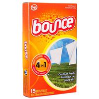 New 362103 Bounce Dryer Sheets 15 Ct Outdoor Fresh (15-Pack) Laundry Detergent Cheap Wholesale Discount Bulk Cleaning Laundry Detergent Boys