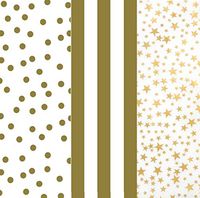 Tissue Paper Gift Wrap Bulk All Colors Wrapping 100 200 300 or 500 Sheets 15 x 20 Assorted Black Blue Fuchsia Gold Green Orange Pink Purple Silver White Yellow (Gold Dots Stars and Striped, 75 Sheets