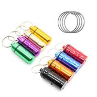 NDHT 8 Pcs Colorful Waterproof Aluminum Pill Box Outdoor Camping Traveling Pill Box Case Bottle Storage Drug Holder Container Keychain Key Ring