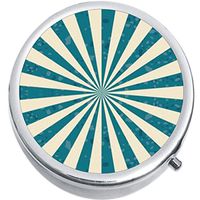 Teal White Burst Pattern Medicine Vitamin Pill Box