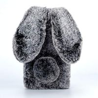 Amocase for Samsung Galaxy S9 Plus Faux Furry Case with 2 in 1 Stylus,Luxury Bling Diamond 3D Bowknot Cute Warm Gray Bunny Rabbit Fuzzy Fluffy Plush Soft Fur Silicone Case for Galaxy S9 Plus