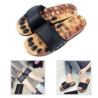 NINGXUE Foot Massage Slippers, Cobblestone Sole Health Acupressure Massage Slippers for Men, Women and Women,Black,27.5cm