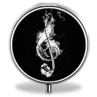 IMLONE Pill Organizer, Customized Music Note Pill Boxes with 3 Components and Mirror for Travelling and Daily Needs