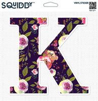 Squiddy Floral Letter K Pretty Roses Design - Vinyl Sticker - Large Size (10" Tall)