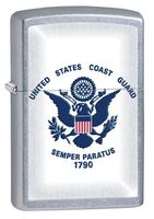 Zippo Pocket Lighter Coast Guard Windproof Lighter, Street Chrome