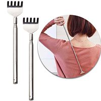 Set Kit of 2pcs Stainless Steel Backscratchers Extendable Telescopic Back Scratchers Portable Scratching Devices in Silver Color