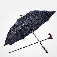 HTYX Multifunctional Walking Stick Outdoor Umbrella Stick Old Man Umbrella Crutch Black Aluminum Alloy 86cm Crutches