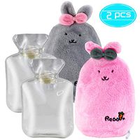Faxco 2 Pack Cute Rabbit Hot Water Bottle, Cute Stuffed Animal Cover Hot Water Bag, Bunny Water Hand Warmer
