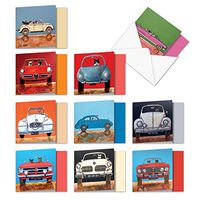 The Best Card Company - 10 All Occasion Blank Cat Cards (4 x 5.12 Inch) - Cute Assorted Bulk Card Set - Car Cats MQ4978OCB-B1x10