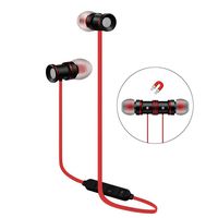 Wireless Stereo Earphones Red Sport Magnetic Clasp Compatible with OnePlus 6T