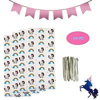 JubileeToys 100 PCS Unicorn Party Favor Goodie Treat Bags for Kids Birthday Party, Candy, and Toy Gifts with Twist Ties (11.5" x 5")