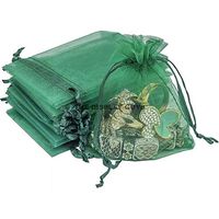 TheDisplayGuys 48-Pack 6x8 Dark Green Sheer Organza Gift Bags with Drawstring, Jewelry Candy Treat Wedding Party Favors Mesh Pouch