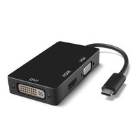 TNP USB Type C (USB-C) to HDMI 4K + VGA + DVI AV Multi Port Hub Adapter - USB-C to HDMI VGA DVI 4K 1080P Video Audio Converter Combo Connector External Graphics Adapter Card Cable Plug Wire Cord Black