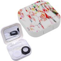 Portable Contact Lens Case Box Travel Kit Mirror + Bottle + Tweezers Container Holder [ Kaleidoscopic ]