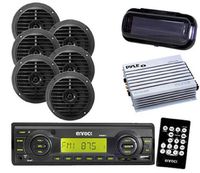 Enrock New 2012 Boat AM FM Player Remote 6X 6.5 Black Speakers Amp Stereo Cover