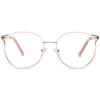 SOJOS Blue Light Blocking Glasses Round Eyeglasses Frame Anti Blue Ray Computer Game Glasses SJ5042 with Pink Frame/Anti-Blue Light Lens