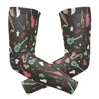 LEVEIS Guitar Instrument Music Arm Sleeves UV Protection for Men Women Sunblock Protective Gloves Running Golf Cycling Driving Long Arm Cover 1 Pair