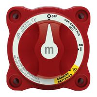 BLUE SEA SYSTEMS Mini Battery Switch, MFG# 6011, Red, 300A cont., 500A int., 32VDC. Positions: two-circuit on-off with combiner / BS-6011 /
