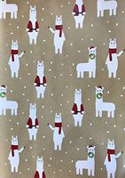 Festive Holiday Llama's in the Snow Christmas Gift Wrapping Paper 30" x 40 Square Feet