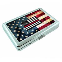 Firefighter Firemen America's Hero S15 Silver Cigarette Case Metal Wallet Id Holder 4" X 2.75" RFID Protection