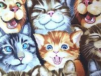 'NUGGLEBUDDY NEW! Microwavable Moist Heat & Aromatherapy Organic Rice Pack For Cat & Kitten Lovers! Darling" Happy Cats" Fabric UNSCENTED!